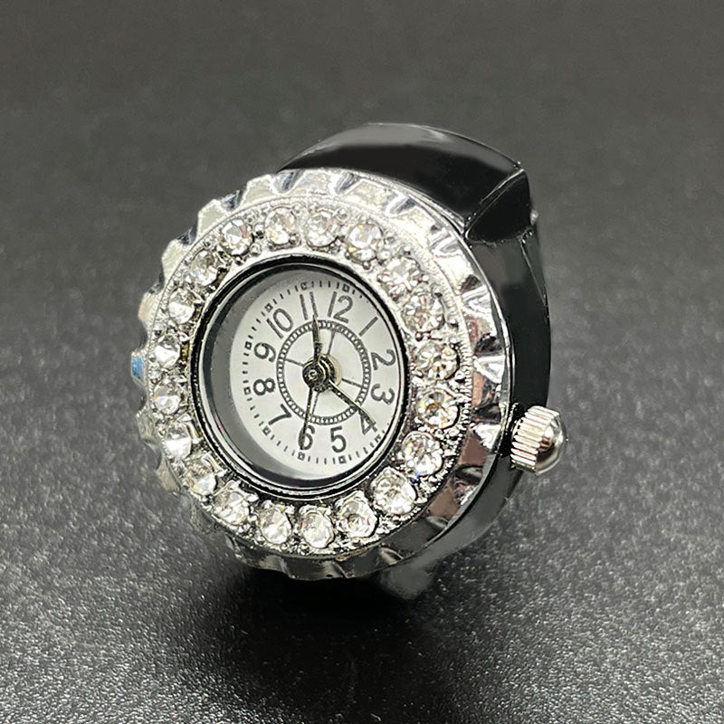 Reloj de anillo de diamantes de acero inoxidable al por mayor